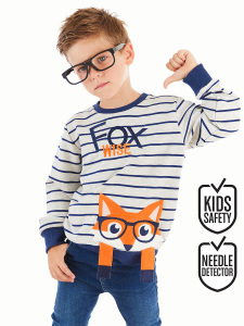 Tilki Çizgili Erkek Çocuk Uzun Kollu Sweatshirt - Denokids