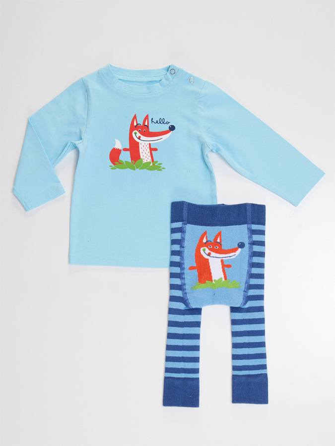Tilki Erkek Bebek T-shirt Tayt-Pantolon Takım - 5