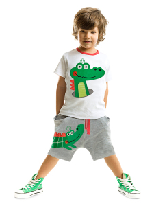 Timsah Baggy Erkek Çocuk Yazlık T-shirt Şort Takım - Denokids