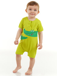 Timsah Erkek Bebek Pamuklu Yazlık Yeşil Tulum - Thumbnail