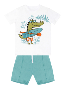 Timsah Erkek Çocuk Yazlık T-shirt Gabardin Şort Takım - 3
