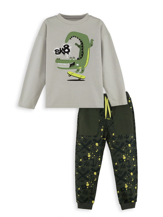 Timsah Oversize Erkek Çocuk T-shirt Pantolon Takım - 3
