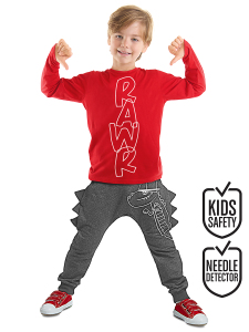 Tırtır Dino Erkek Çocuk Kışlık T-shirt Pantolon Takım - Denokids