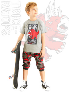Triceratops Erkek Çocuk T-shirt Kapri Şort Takım - MSHB&G