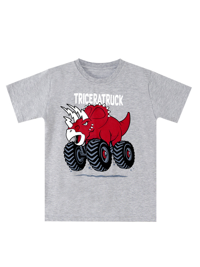 Triceratruck Kırmızı Erkek Çocuk Yazlık T-shirt  Şort Takım - 5