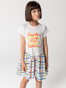 Tshırt Gövdeli Pamuk Kloş Etekli Kız Çocuk Elbise - SheShe