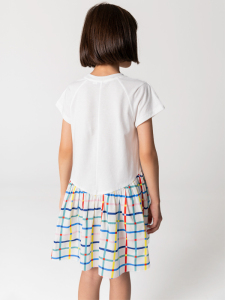 Tshırt Gövdeli Pamuk Kloş Etekli Kız Çocuk Elbise - 2