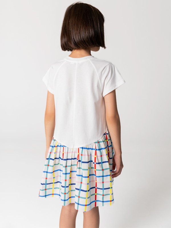 Tshırt Gövdeli Pamuk Kloş Etekli Kız Çocuk Elbise - 2