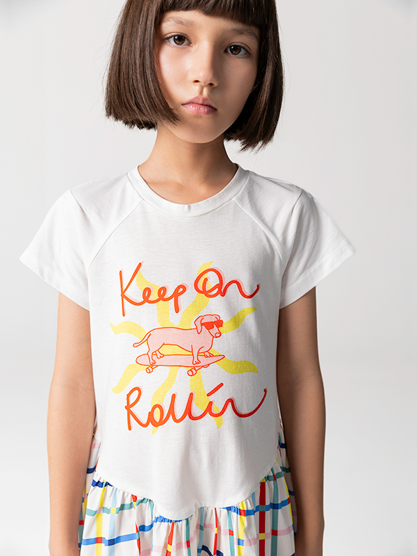 Tshırt Gövdeli Pamuk Kloş Etekli Kız Çocuk Elbise - 3