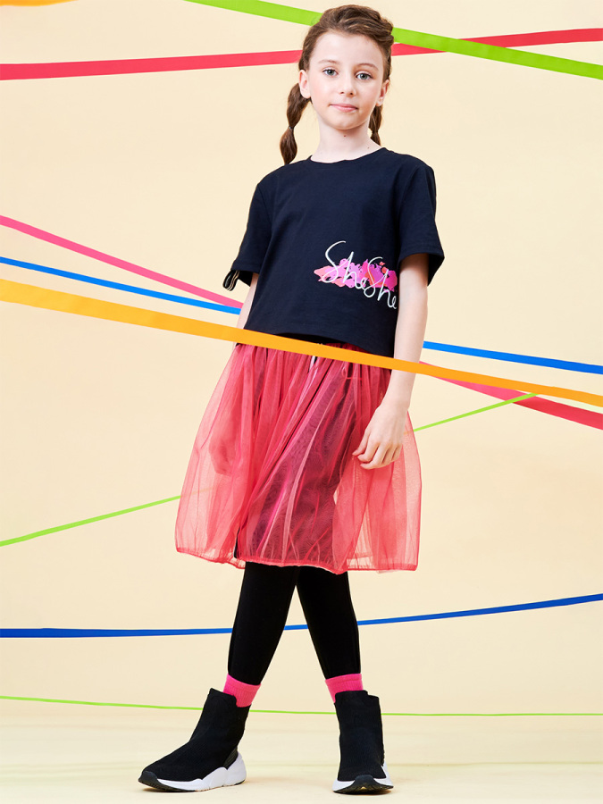 Tshirt Tül Etek Tayt Kombo Takım - 5