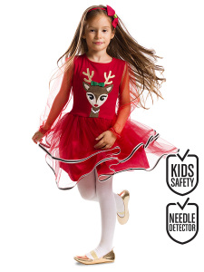 Tulle Deer Girl Red Tutu Xmas Dress - Denokids