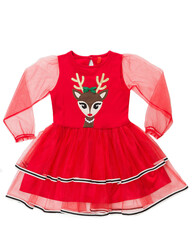 Tulle Deer Girl Red Tutu Xmas Dress - Thumbnail