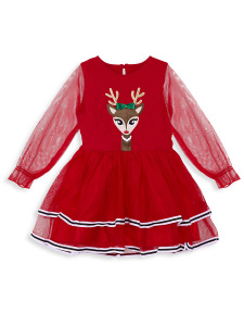 Tulle Deer Girl Red Tutu Xmas Dress - 3