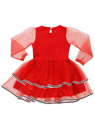 Tüllü Geyik Kız Kırmızı Yılbaşı Tütü Elbise - Thumbnail