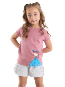 Tüllü Lily Kız Çocuk T-shirt Şort Takım - Denokids