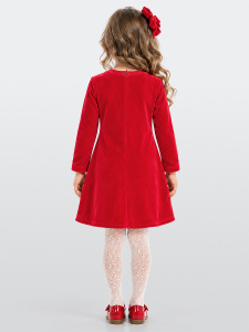 Twin Deers Girl Red Velvet Xmas Dress - 2