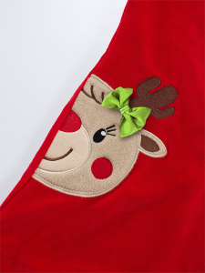 Twin Deers Girl Red Velvet Xmas Dress - 6