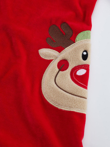 Twin Deers Girl Red Velvet Xmas Dress - 7