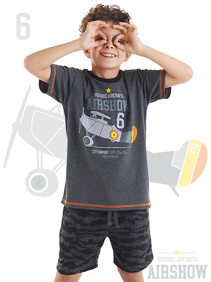 Uçak Erkek Çocuk T-shirt Şort Takım - 1