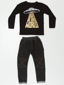 Ufo Erkek Çocuk T-shirt Denim Pantolon Takım - 3