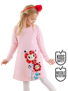 Uğur Böceği Çiçekler Kız Çocuk Elbise - Denokids