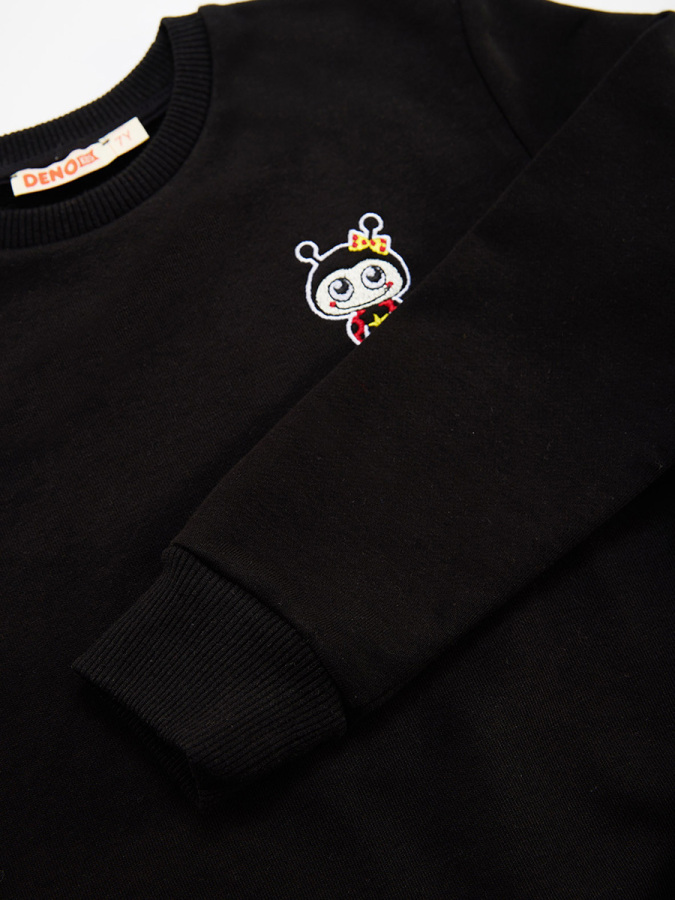 Uğurböceği Kız Çocuk Siyah Sweatshirt - 5