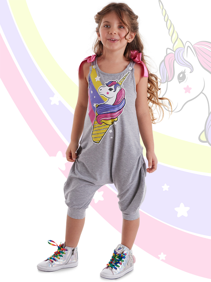 Unicone Girl Grey Overall - 1