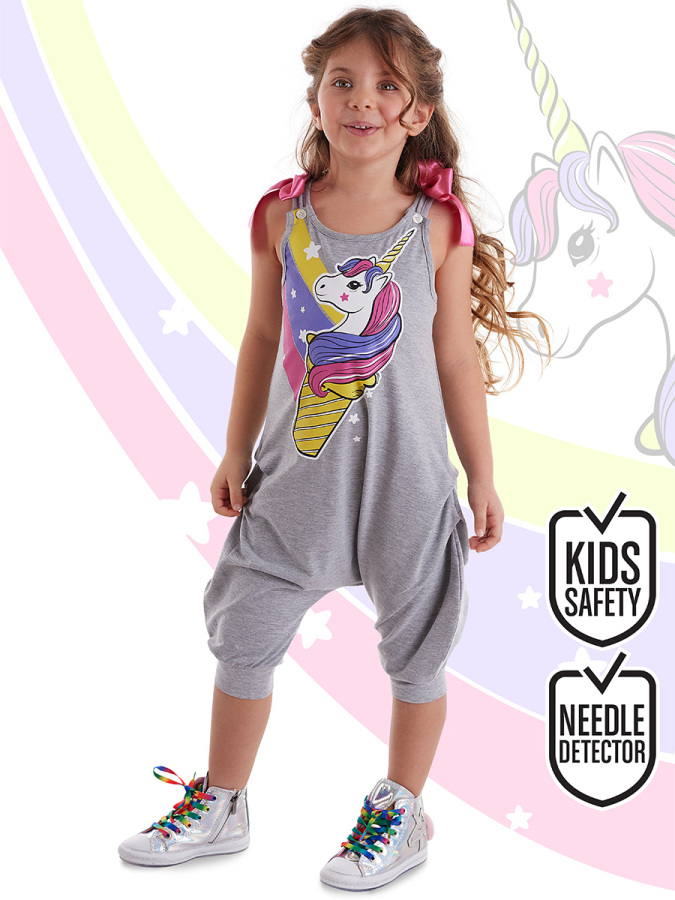 Unicone Girl Grey Overall - 1