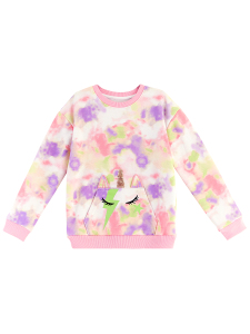 Unicorn Batik Desenli Kanguru Cepli Kız Çocuk Eşofman Takım - 10