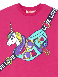 Unicorn Çantalı Kız Çocuk T-shirt Takım - 3