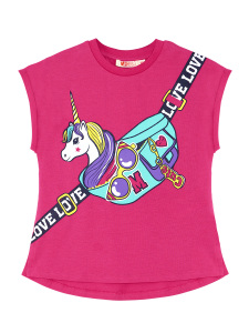 Unicorn Çantalı Kız Çocuk T-shirt Takım - 8