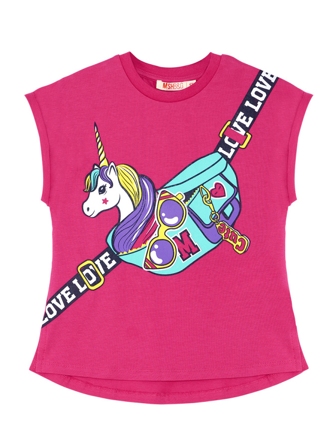 Unicorn Çantalı Kız Çocuk T-shirt Takım - 8