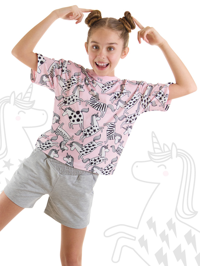 Unicorn Gang Girl Crop Top&Shorts Set - 1