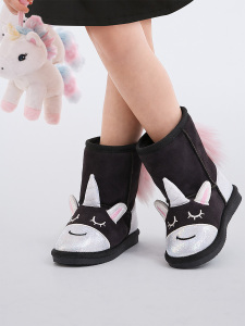 Unicorn Girl Black Boots - Denokids