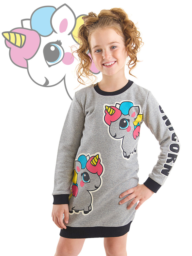 Unicorn Girl Grey Dress - 1