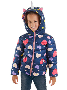 Unicorn Girl Navy Blue Puffer Coat - 3