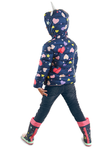 Unicorn Girl Navy Blue Puffer Coat - 2