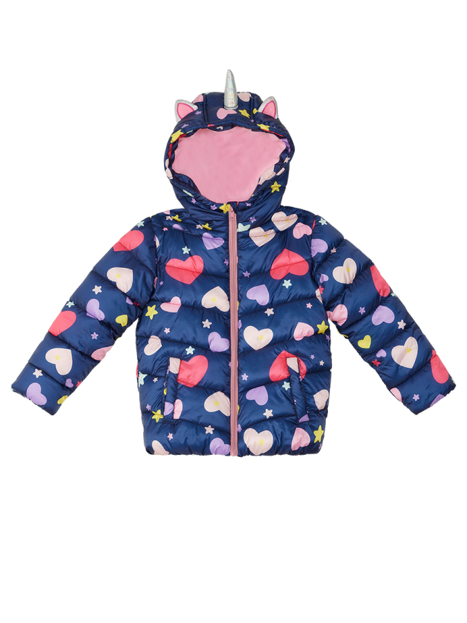 Unicorn Girl Navy Blue Puffer Coat - 4
