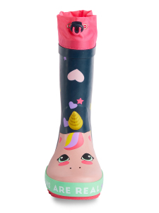Unicorn Girl Navy Blue Rain Boots - 5