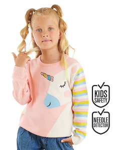 Unicorn Girl Pink Knit Pullover Sweater - Denokids