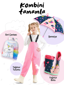 Unicorn Girl Pink Waterproof Puddlesuit Dungarees - 3