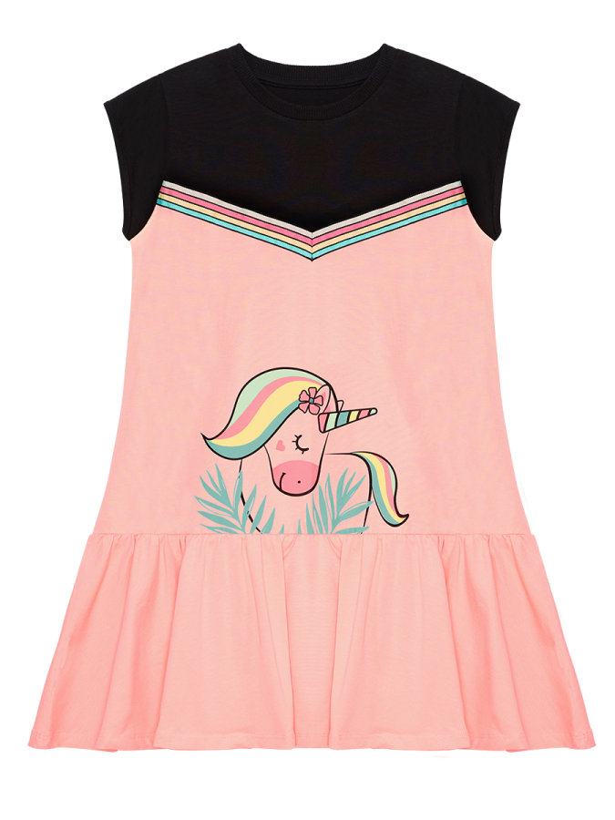 Unicorn Girl Salmon Jersey Dress - 3