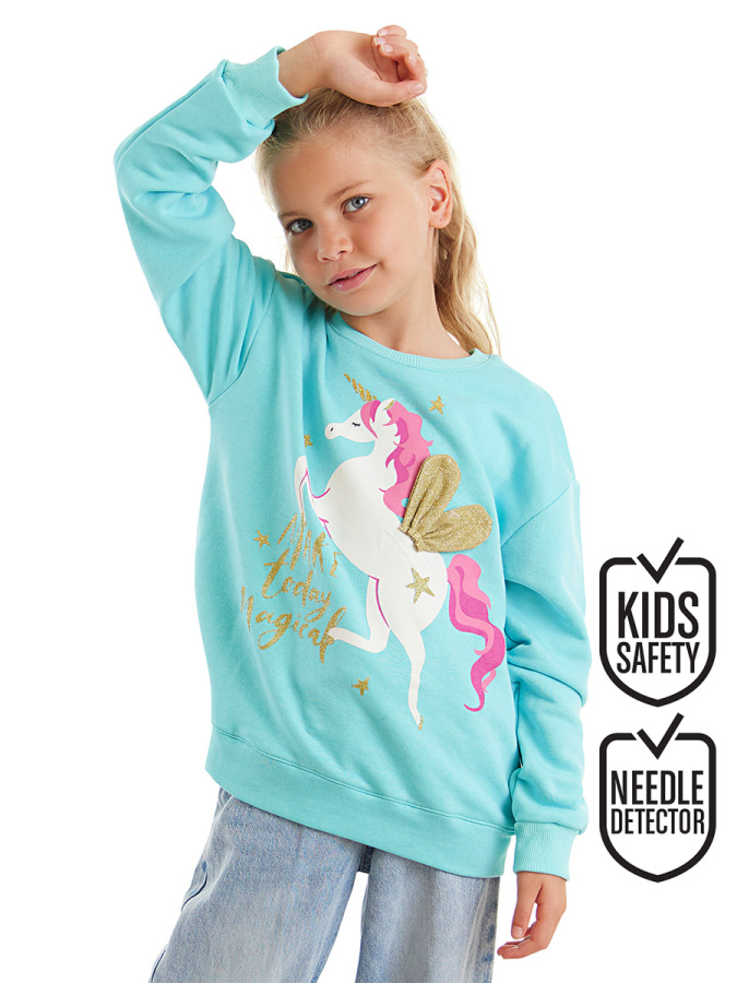 Unicorn Girl Turquoise Sweatshirt - 1