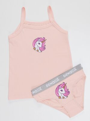 Unicorn Girls Pink Vest&Hipster Brief Pack
