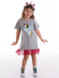 Unicorn Grey Girl Dress - 1