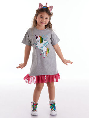Unicorn Grey Girl Dress - 1