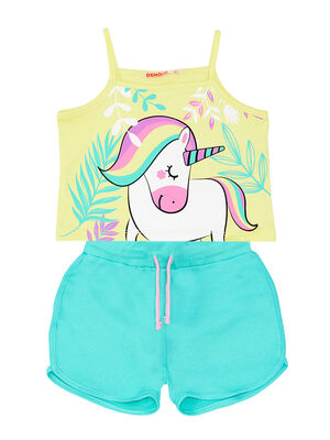 Unicorn Jungle Girl T-shirt&Shorts Set