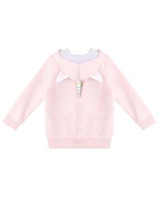 Unicorn Kapüşonlu Pembe Kız Çocuk Hırka - 5