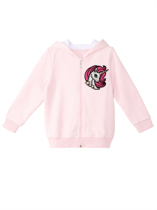 Unicorn Kapüşonlu Pembe Kız Çocuk Hırka - 4