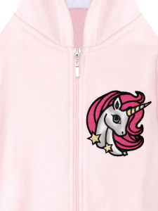 Unicorn Kapüşonlu Pembe Kız Çocuk Hırka - 6